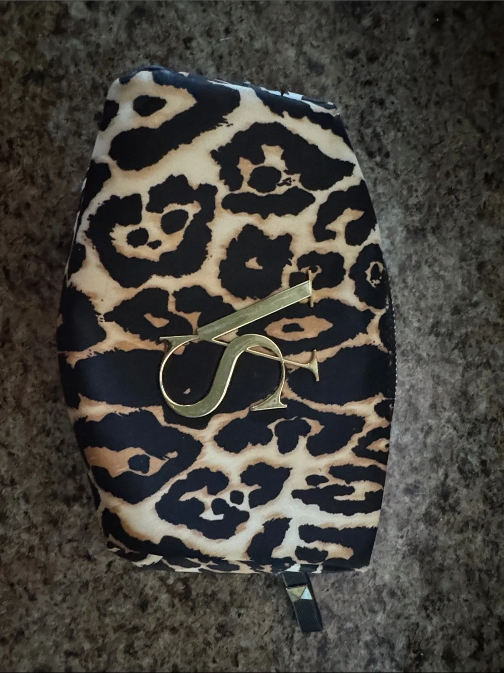 Victoria's Secret Leopard Print Cosmetic Bag with Gold Logo